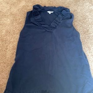 Navy ruffled tank